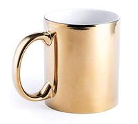 eBuyGB 1333398 Metallic Large 350ml Ceramic Tea Coffee Mugs (Gold)