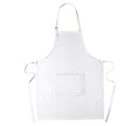 eBuyGB 1339406 100% Cotton Plain Aprons with Adjustable Neck Strap & Front Pocket Chefs Kitchen, White