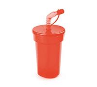 eBuyGB 14oz Tumbler Smoothie Lid & Straw Milkshake Slushie Beaker Water Bottle Travel Cup, Polypropylene, Red