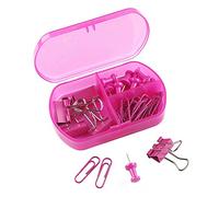 eBuyGB 3-In-1 Mini Stationary Box, Transparent Fuchsia