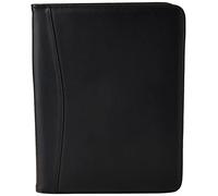 eBuyGB A4 Zipped Leather Conference Folder, Black