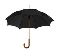 eBuyGB Automatic Opening Classic Wooden Crook Handle Large Umbrella Rainproof for Men and Women Umbrella Windproof Strong - Black 41.5 Inch / 105cm Span 90cm Length