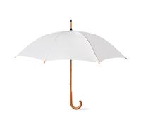 eBuyGB Automatic Opening Classic Wooden Crook Handle Large Umbrella Rainproof for Men and Women Umbrella Windproof Strong - White 41.5 Inch / 105cm Span 90cm Length