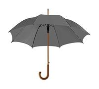 eBuyGB Automatic Opening Classic Wooden Crook Handle Large Umbrella Rainproof for Men and Women Umbrella Windproof Strong - Grey 41.5 Inch / 105cm Span 90cm Length