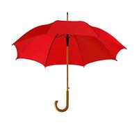 eBuyGB Automatic Opening Classic Wooden Crook Handle Large Umbrella Rainproof for Men and Women Umbrella Windproof Strong - Red 41.5 Inch / 105cm Span 90cm Length