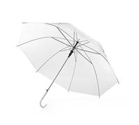 eBuyGB Automatic Opening Plastic Crook Curved Handle Wedding Umbrella Coloured Rainproof for Men, Women, Kids, Unisex, Bridal Brolly - White 41.5 Inch / 105cm Span 82cm Length