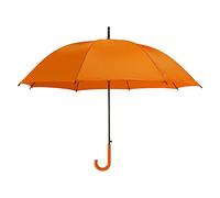 eBuyGB Automatic Opening Plastic Crook Curved Handle Wedding Umbrella Coloured Rainproof for Men, Women, Kids, Unisex, Bridal Brolly - Orange 41.5 Inch / 105cm Span 82cm Length