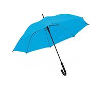 eBuyGB Automatic Windproof Long Umbrella with Black Rubber Crook Handle Walking Rain Stick Umbrella, Umbrella Windproof Strong - Light Blue 41.5 Inch / 105cm Span 87cm Length