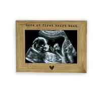 eBuyGB Baby Scan Photo Frame, Love At First Heart Beat, New Parent Gift, Pregnancy Announcement Picture Frame, 4" x 6", Beige