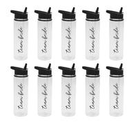 eBuyGB Black Team Bride Water Bottle 725ml, Hen Party Drink Bottle with Straw Lid, Bridal Shower, Hen Do Favours, Bridesmaid Gifts & Party Bag Fillers (Pack of 10)