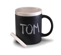 eBuyGB Blackboard Mug with Chalk, Black / White, 12 x 10 x 10 cm