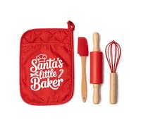 eBuyGB Children’s Christmas Baking Set, “Santa’s Little Baker” Kids Baking Tools Kit, Mini Rolling Pin, Whisk & Spatula, Red Baking Utensils Gift for Children, Little Bakers Gift for Christmas