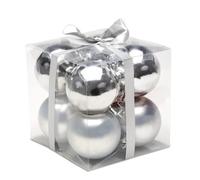 eBuyGB Christmas Tree Baubles, Silver, 4.5 cm