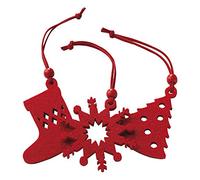 eBuyGB Christmas Tree Hanging Decorations Set, Felt, Red