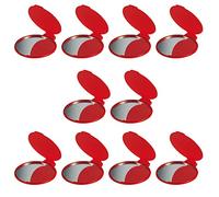 eBuyGB Compact Vanity Handbag Mirrors Folding Cosmetic Mirror Toiletry Bag, Red, Pack of 10