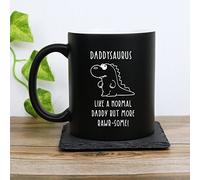 eBuyGB Daddysaurus Mug, Daddy Mug, Dinosaur Mug, Engraved Matt Black Coffee Mug, Father's Day Gift, Dad Birthday Gift, Funny Mug Present