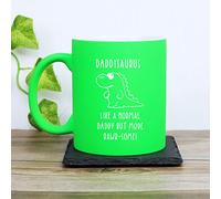 eBuyGB Daddysaurus Mug, Daddy Mug, Dinosaur Mug, Engraved Neon Green Coffee Mug, Father's Day Gift, Dad Birthday Gift, Funny Mug Present