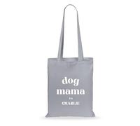eBuyGB Dog Mama, Personalised Cotton Tote Bag, Dog Mum Bag, Dog Lovers Gift, Dog Mom Gifts, Mother's Day Gift for Dog Mum, Pet Lover (Grey)