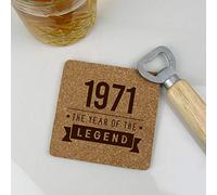 eBuyGB Drinks Mat, Placemat Engraved Square Coaster-1971 Year of The Legend Design-50th Birthday, Men-Fiftieth Gift for Dad, Uncle, Brother, Cork