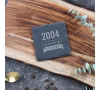 eBuyGB Engraved 2004 Year of The Legend Square Slate Coaster, 21st Milestone Birthday Gift for Men, Twenty-First Gift for Him