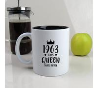 eBuyGB Engraved Black Reveal Coffee Mug -1963 This Queen was Born Design - 350ml Tea Cup, 60th Birthday Gifts for Women, Her - Sixtieth Birthday Gift for Grandma, Mum, Sister, Auntie, Friend