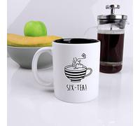 eBuyGB Engraved Black Reveal Coffee Mug -SIX-Tea Design - 350ml Tea Cup, 60th Milestone Birthday Gifts for Men, Him - Sixtieth Gift for Friend, Grandad, Dad, Husband