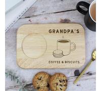 eBuyGB Engraved Grandpa's Serving Board For Coffee & Biscuits - Wood Treat Board, Gifts for Grandpa, Papa, Taid - Gifts for Grandad