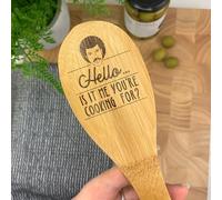 eBuyGB Engraved Hello, is It Me You're Cooking for? Wooden Spoon - Funny Quirky Novelty Kitchen Gifts for Baking Fan - Cooking Gadgets - 30cm / 12"