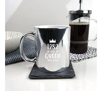 eBuyGB Engraved Metallic Shiny Silver Coffee Mug -1983 This Queen was Born Design - 350ml Tea Cup, 30th Birthday Gifts for Women, Her - Thirtieth Birthday Gift for Mum, Sister, Auntie, Friend