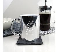 eBuyGB Engraved Metallic Shiny Silver Coffee Mug -FIF-Tea Design - 350ml Tea Cup, 50th Birthday Gifts for Women, Her - Fiftieth Birthday Gift for Mum, Friend, Sister, Grandma
