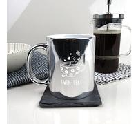 eBuyGB Engraved Metallic Shiny Silver Coffee Mug -TWEN-Tea Design - 350ml Tea Cup, 20th Birthday Gifts for Women, Her - Twentieth Birthday Gift for Friend, Sister, Cousin