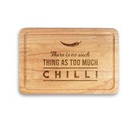 eBuyGB Engraved Personalised Wooden Chopping Board, There is No Such Thing As Too Much Chilli, Funny Cooking Gift, Serving Cutting Board, Chilli Lover Gifts for Him Her