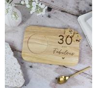 eBuyGB Engraved Tea & Biscuits Board, 30 and Fabulous Milestone Birthday, 30th Birthday Gift for Her, Sister, Daughter, Friend, Wood Treat Board