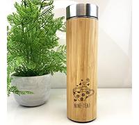 eBuyGB Engraved Wooden Travel Flask -Nine-Tea Design - 500ml Coffee/Tea Cup, Mug, 90th Birthday Gifts for Women, Her - Ninetieth Birthday Gift for Mum, Grandma