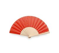eBuyGB Folding Handheld Fan, Wooden Hand Fan, Wedding Party Accessory, Pocket Sized Fan for Wedding Gift, Party Favours, Summer Holidays, Mini Travel Fan Home Décor - Red