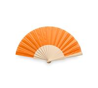 eBuyGB Folding Handheld Fan, Wooden Hand Fan, Wedding Party Accessory, Pocket Sized Fan for Wedding Gift, Party Favours, Summer Holidays, Mini Travel Fan Home Décor - Orange (Pack of 5)
