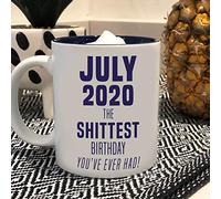 eBuyGB Funny Quarantined Lockdown Gift Present July 2020 The Shittest Birthday You've Ever Had White Blue Reveal Coffee Mug, Ceramic