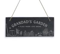 eBuyGB Grandad’s Garden Sign, Hanging Slate Plaque, Gardening Lover Gift, Grandad Father’s Day Gifts, A Place Where Love Grows