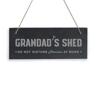 eBuyGB Grandad’s Shed Sign, DIY Enthusiast Gift, Hanging Door Sign, Workshop Décor, Do Not Disturb Genius At Work Plaque, Grandad Father's Day Gift