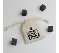 eBuyGB Grandad's Whiskey Stones with Cotton Drawstring Bag & 4 Soapstone Reusable Ice Cubes Father's Day, Birthday Gift for Him, Dad