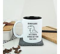 eBuyGB Grandasaurus Mug, Grandad Mug, Dinosaur Mug, Engraved Black Reveal Coffee Mug Tea Cup, Father's Day Gift for Granddad, Grandpa, Birthday Gift, Funny Present