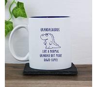 eBuyGB Grandasaurus Mug, Grandad Mug, Dinosaur Mug, Engraved Blue Reveal Coffee Mug Tea Cup, Father's Day Gift for Granddad, Grandpa, Birthday Gift, Funny Present