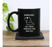eBuyGB Grandasaurus Mug, Grandad Mug, Dinosaur Mug, Engraved Matte Black Coffee Mug, Matt Tea Cup, Father's Day Gift for Granddad, Grandpa, Birthday Gift, Funny Present