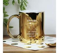 eBuyGB Grandasaurus Mug, Grandad Mug, Dinosaur Mug, Engraved Shiny Metallic Gold Coffee Mug Tea Cup, Father's Day Gift for Granddad, Grandpa, Birthday Gift, Funny Present
