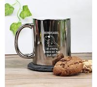 eBuyGB Grandasaurus Mug, Grandad Mug, Dinosaur Mug, Engraved Shiny Metallic Silver Coffee Mug Tea Cup, Father's Day Gift for Granddad, Grandpa, Birthday Gift, Funny Present