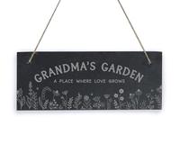 eBuyGB Grandma’s Garden Sign, Floral Slate Hanging Plaque, A Place Where Love Grows, Birthday, Gardening Lover Gift for Nana, Nanny, Granny, Nanna