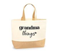 eBuyGB Grandma Things Tote Bag, Grandma Mother's Day Gift, Grandma Tote Bag, Birthday Gift for Granny, from Grandchildren, New Grandma (Medium)