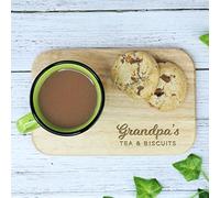 eBuyGB Grandpa's Tea & Biscuits Board, Wooden Treat Board, Snack Tray, Father's Day, Birthday Gifts for Grandpa, Brown