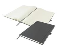eBuyGB Grey A4 Hardback Lined Notebook with Elastic & Ribbon, Soft Touch Journal Diary Planner, Office Stationery Gift for Work, Travel, New Job