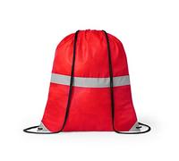 eBuyGB High Vis Drawstring Bag High Visibility Reflective Rucksack Casual Backpack Travel Unisex Sports Bag - Red (Pack of 10)